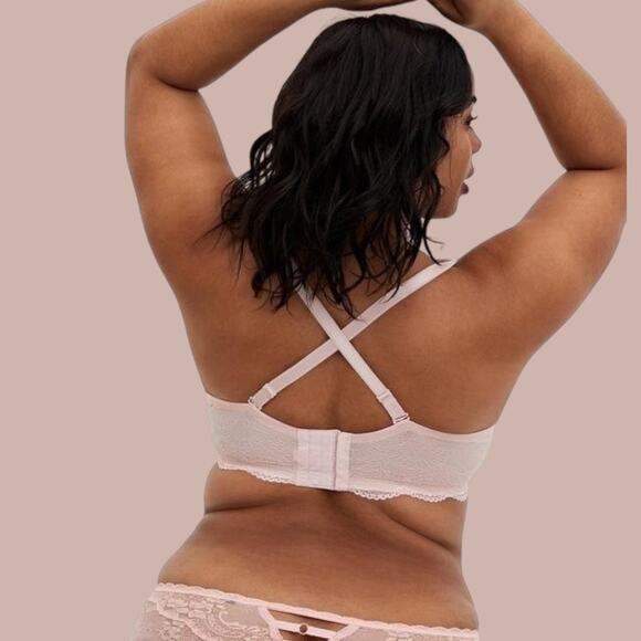 Torrid Curve Unlined Balconette Bra Pink Lotus Lace Underwire Sexy 38 DDD NEW - Picture 12 of 16